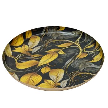 Metallteller INSTYLE mit Print, 41x41x3,5cm, schwarz, Lepuro