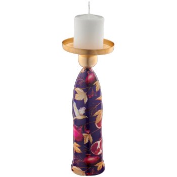 Metal candle holder INSTYLE with print, 10x10x27cm, purple, Lepuro