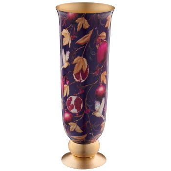 Metal amphora INSTYLE on base with print, 17x17x46cm, purple, Lepuro