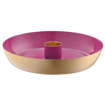 Metal bowl with candle holder, 14x14x2.5cm, pink, Lepuro