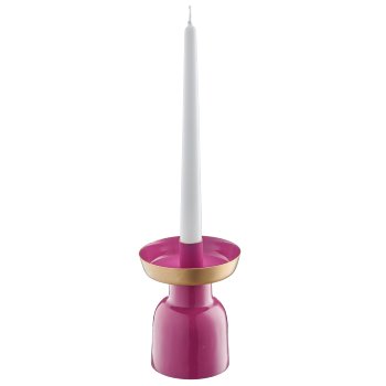 Metall Kerzenhalter mit Schale, 10x10x14cm, pink, Lepuro