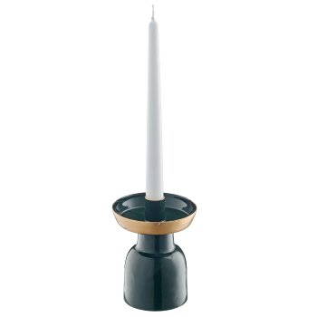 Metal candle holder with bowl, 10x10x14cm, dark green, Lepuro