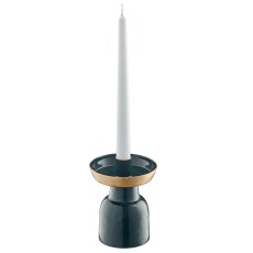 Metal candle holder with bowl, 10x10x14cm, dark green, Lepuro