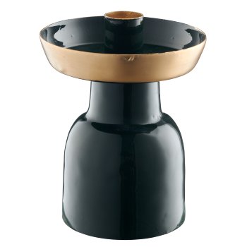 Metal candle holder with bowl, 10x10x14cm, dark green, Lepuro