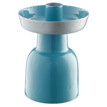 Metal candle holder with bowl, 10x10x14cm, jade, Lepuro