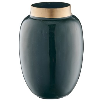 Metal vase, bulbous, 8x8x12cm, dark green, Lepuro