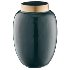 Metallvase, bauchig, 8x8x12cm, dunkelgrün, Lepuro
