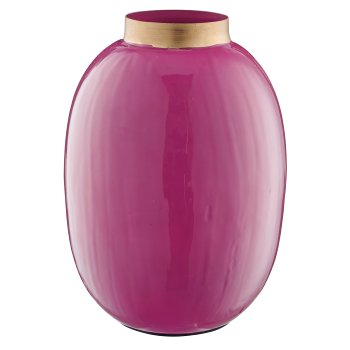 Metal vase, bulbous, 13x13x18cm, pink, Lepuro