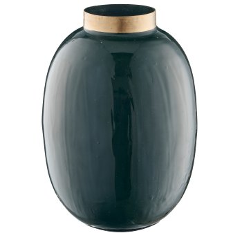 Metallvase, bauchig, 13x13x18cm, dunkelgrün, Lepuro
