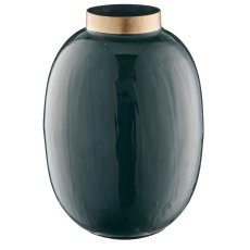Metallvase, bauchig, 13x13x18cm, dunkelgrün, Lepuro
