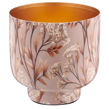 Metallgefäß INSTYLE, mit Blattdekor, 9x9x9cm, beige, Lepuro
