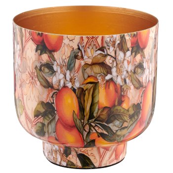 Metallgefäß INSTYLE, mit Blattdekor, Orange, 9x9x9cm, orange, Lepuro