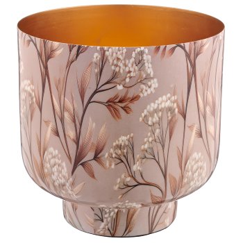 Metallgefäß INSTYLE, mit Blattdekor, 16x16x16cm, beige, Lepuro