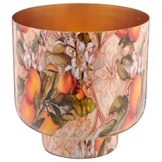 Metallgefäß INSTYLE, mit Blattdekor, 16x16x16cm, orange, Lepuro