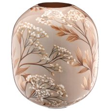 Metallgefäß INSTYLE, bauchig, mit Blattdekor, 18x18x24cm, beige, Lepuro