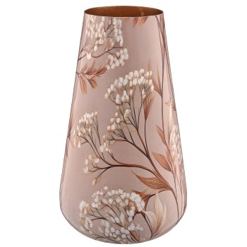 Metal vessel INSTYLE, drop, with leaf print, 18x18x37cm, beige, Lepuro