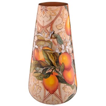 Metallgefäß INSTYLE, Drop, mit Blattdekor, Orange, 18x18x31cm, orange, Lepuro