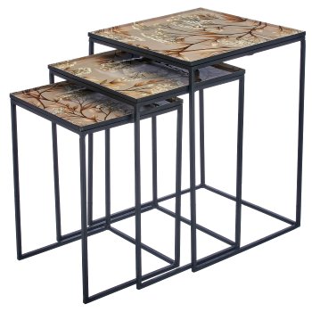 Metall Tisch INSTYLE mit Printmotiv auf Eisengestell, 3er Set,
