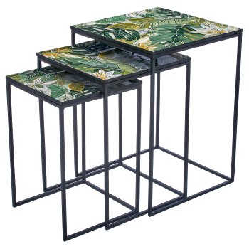 Metall Tisch INSTYLE mit Printmotiv auf Eisengestell, 3er Set,