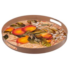 Metall Tablett INSTYLE mit Printmotiv & Eingriffen, rund, 35x35x3cm, orange, Lepuro