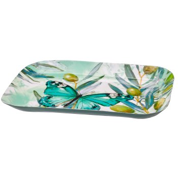 Metall Tablett INSTYLE mit Printmotiv, abgerundet, 25x20x2cm, jade, Lepuro