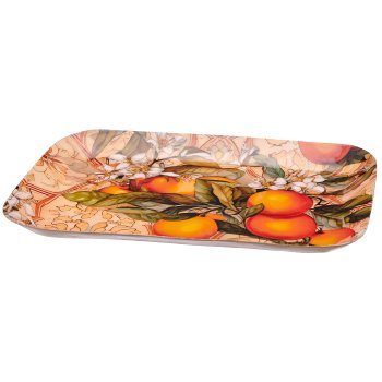 Metall Tablett INSTYLE mit Printmotiv, abgerundet, 25x20x2cm, orange, Lepuro