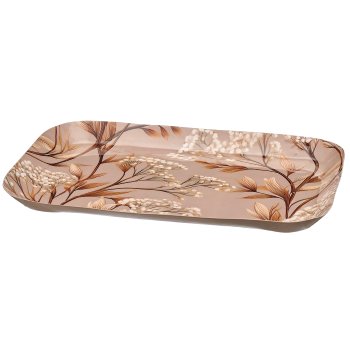 Metall Tablett INSTYLE mit Printmotiv, abgerundet, 35x23x2cm, beige, Lepuro