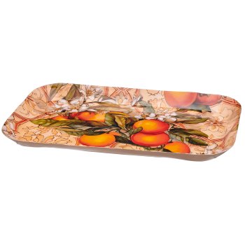 Metal tray INSTYLE with motif print, rounded, 35x23x2cm, orange, Lepuro