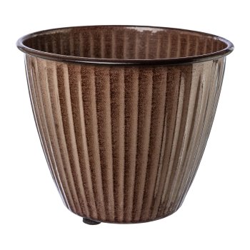 Metal planter KARROO, 16x16x14cm, caramel brown