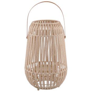 Metal lantern frame with handle, cord wrap, 22x22x33cm, natural white