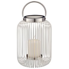 Metal lantern with handle, stainless steel rim, 22x22x30cm, white