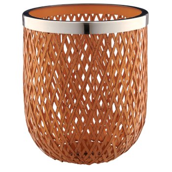 Metall Windlicht, Edelstahlrand, geflochten, 20x20x25cm, natur