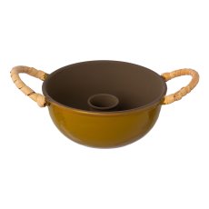Metal bowl candle holder with