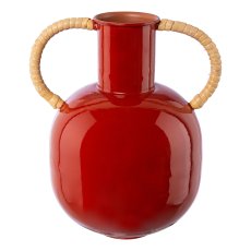 Metal vase w. Natural handle