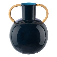 Metal vase w. Natural handle