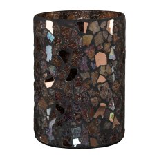 Glass Lantern Cylinder Mosaic, 12x12x15cm, Brown