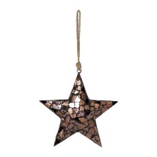 Glass Star Pendant Mosaic, 21x21x6cm, Brown