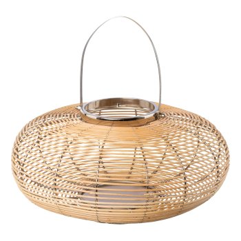 Natural willow lantern round w.metal wire/handle ALEGRE, 33x33x19cm, silver