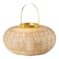 Natural willow lantern round w.metal wire/handle ALEGRE, 40x40x20cm, gold