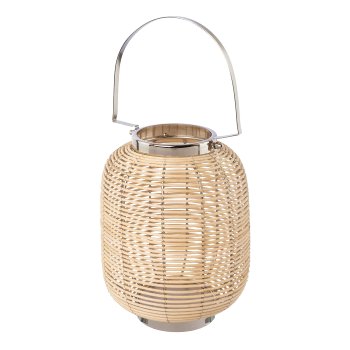 Natural willow lantern w.metal wire/handle ALEGRE, 24x18x18cm, silver