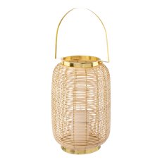 Natural willow lantern w.metal wire/handle ALEGRE, 28x2020cm, gold