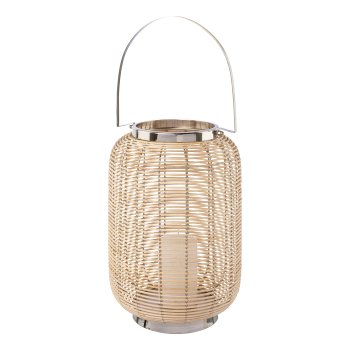 Natural willow lantern w.metal wire/handle ALEGRE, 28x20x20cm, silver