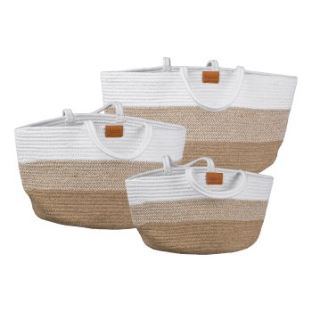 Jute-Baumwoll Tasche NATURALLY, 3erSet, 30x30x20/35x35x25/40x40x29cm,