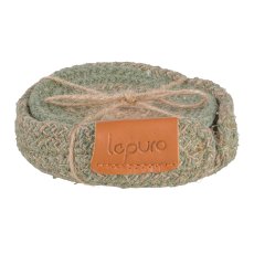 Jute-cotton glass coasters NATURALLY, round, set of 4, 12x12x4cm, khaki, LEPURO