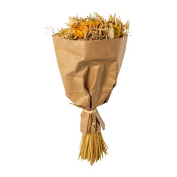 Dried flower bouquet mix in kraft paper, ca.45cm,yellow