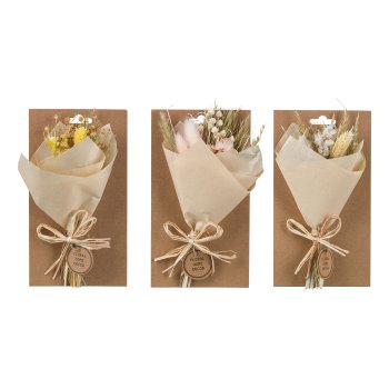 natural mini bouquet 3 assorted colours, 11.5x20cm, natural