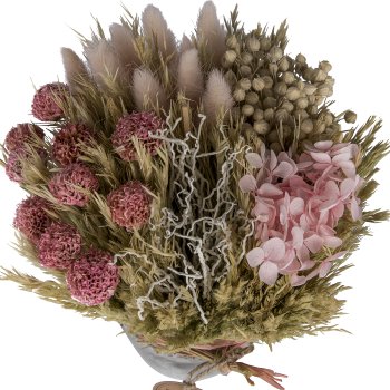 Dried flower bouquet SPRINGTIME, in cement pot, 11x11x22cm, pale pink