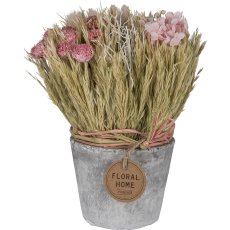 Dried flower bouquet SPRINGTIME, in cement pot, 11x11x22cm, pale pink