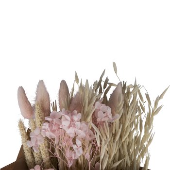 Dried flower bouquet SPRINGTIME, in wrapping paper, 50cm, pale pink