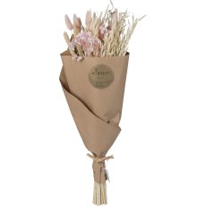 Dried flower bouquet SPRINGTIME, in wrapping paper, 50cm, pale pink